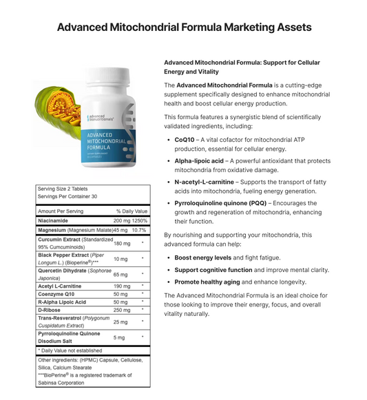 Advanced Mitochondrial Formula - Cellular Energy & Vitality Support